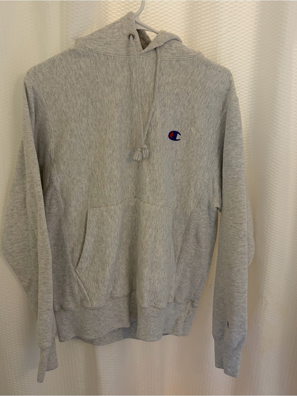 Champion Light Gray Pullover Hoodie with Small Logo